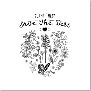 Plant these Save the bees Hippie Nature Lover Posters and Art